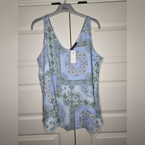 NWT Lane Bryant Size 14 Womens 'Swing Collection' Blue Patterned Layered Tank